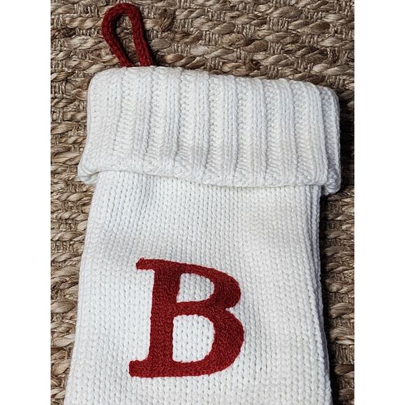 Target Wondershop Monogram Letter “B” 19" White Christmas Knit Stocking-NWOT - Picture 2 of 8